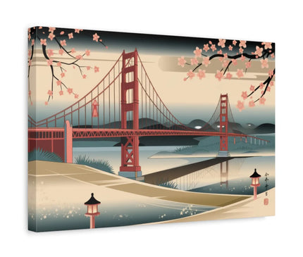 Tableau origami pont rouge sur riviere