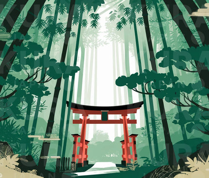 Affiche forêt japonaise