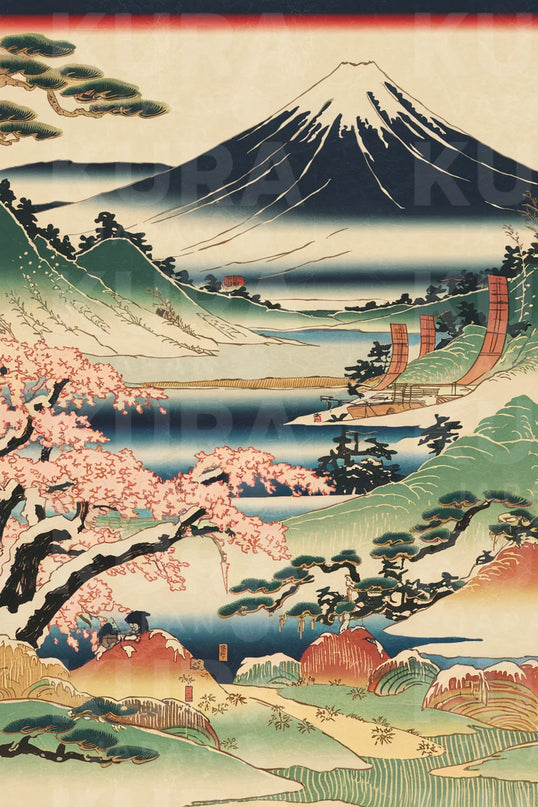 tableau japonais traditionnel mont fuji