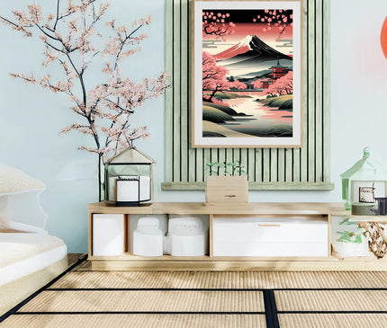 poster paysage japonais minimaliste