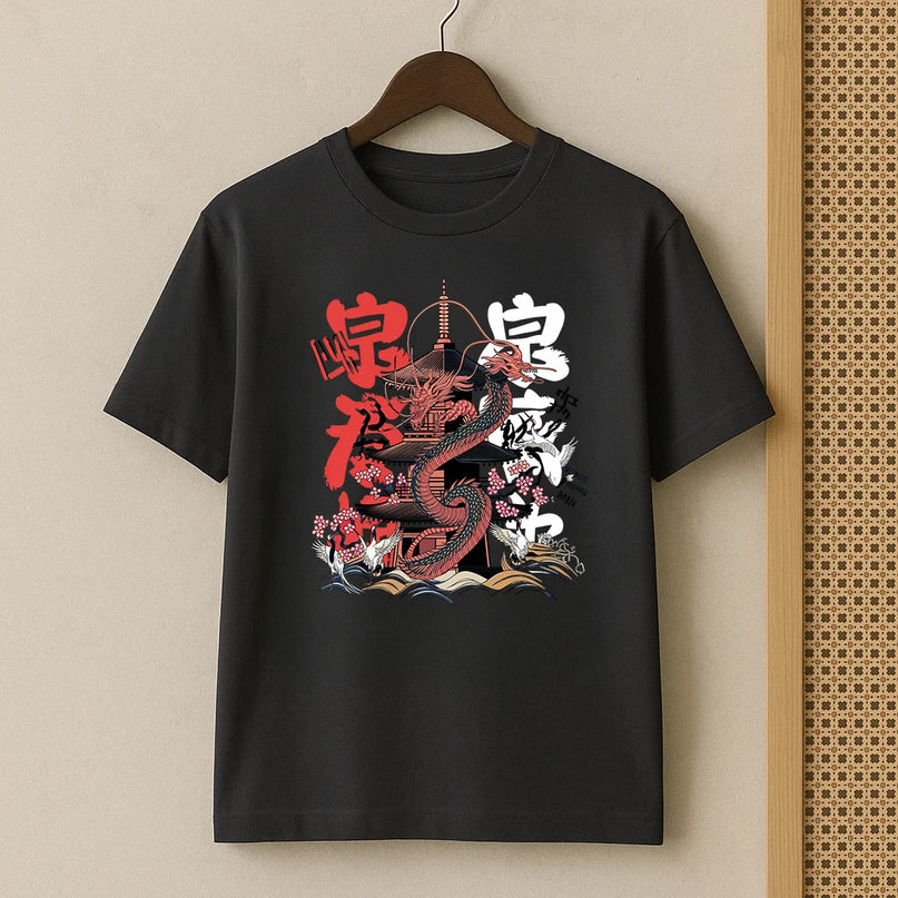 t shirt oversize imprime japonais - HOMME