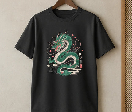 t shirt dragon vert - FEMME