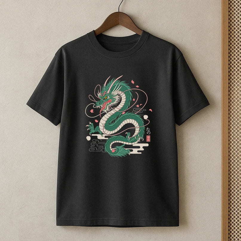 t shirt dragon vert - FEMME
