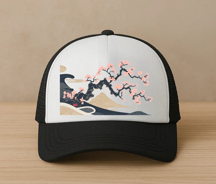 casquette motif japonais floral