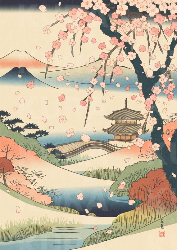 poster mural cerisier du japon