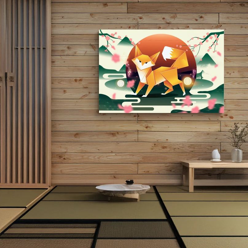 Tableau origami renard kitsune