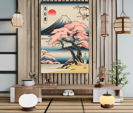 tableau peinture cerisier japonais