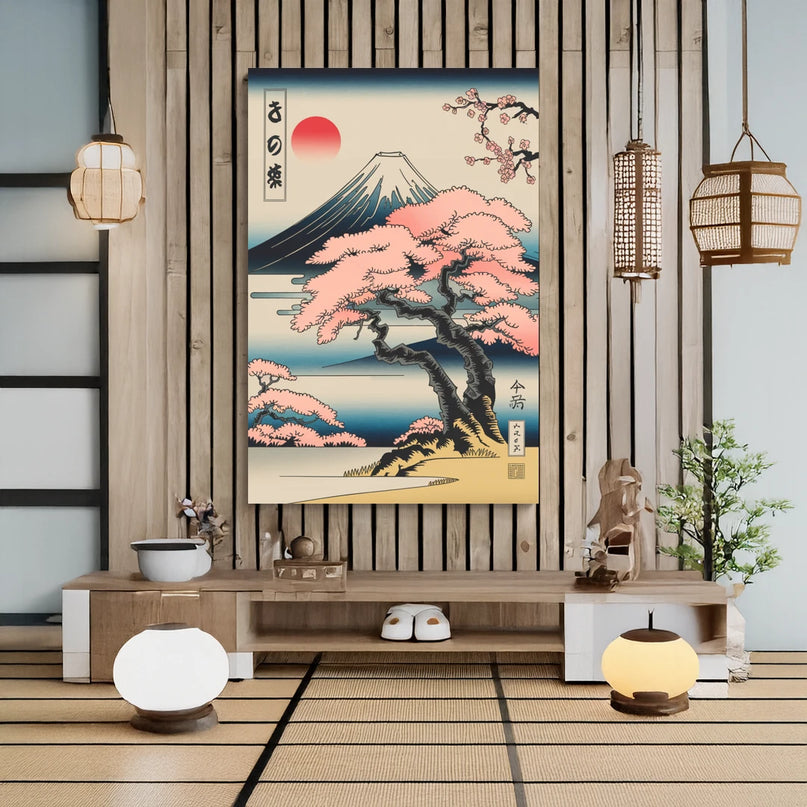 tableau peinture cerisier japonais
