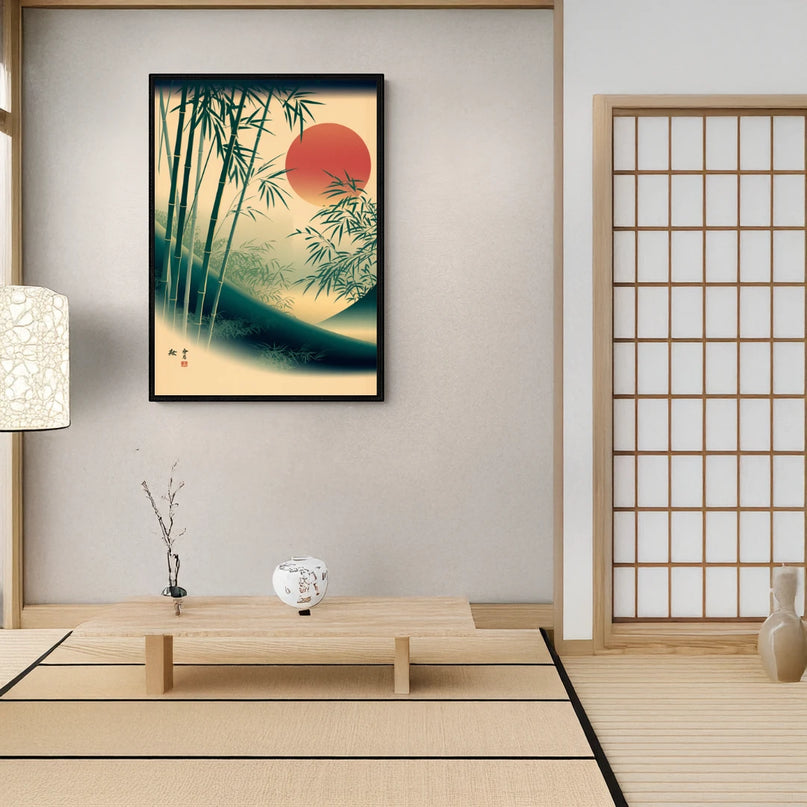 Affiche bambou japonais vintage