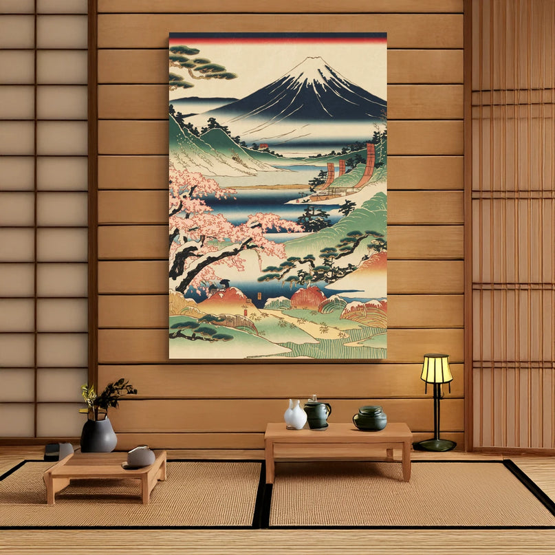 tableau japonais traditionnel mont fuji