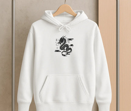 Sweat dragon noir et blanc Japon - FEMME