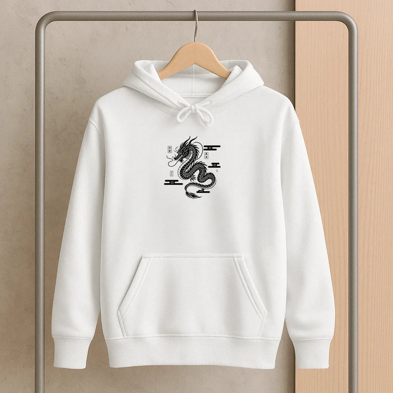 Sweat dragon noir et blanc Japon - FEMME