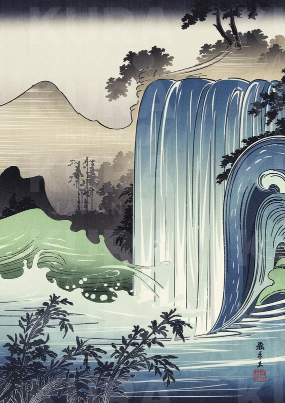 Affiche cascade japonaise