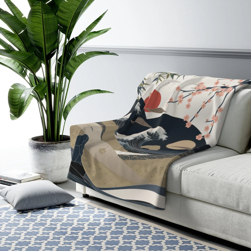 plaid motif japonais zen 1