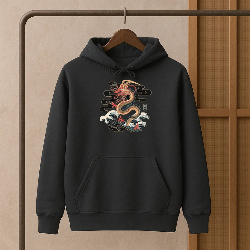 sweat rouge dragon japonais - FEMME