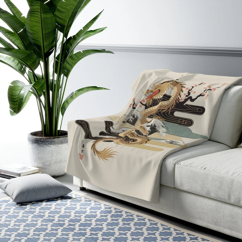 plaid avec motifs japonais