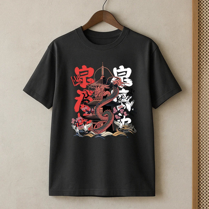 t shirt oversize imprime japonais - FEMME