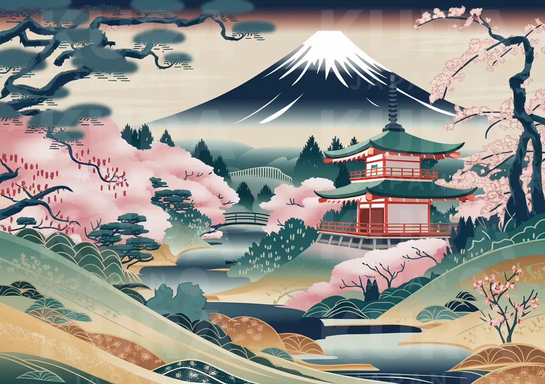 affiche paysage japonais