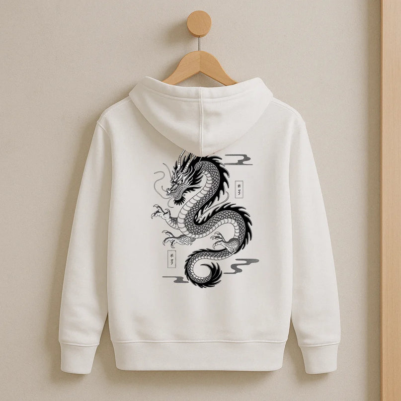 Sweat dragon noir et blanc Japon - FEMME