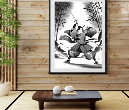 Affiche manga noir et blanc Japon