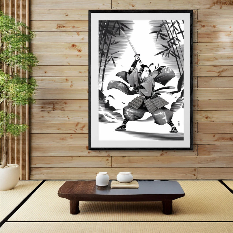 Affiche manga noir et blanc Japon