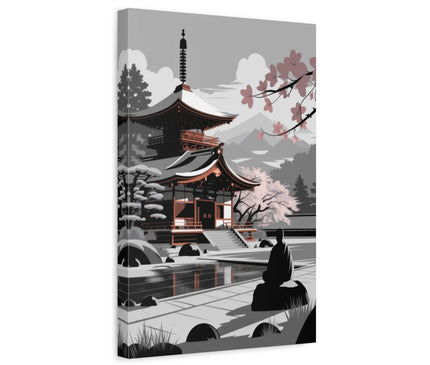 Tableau temple zen noir et blanc 1
