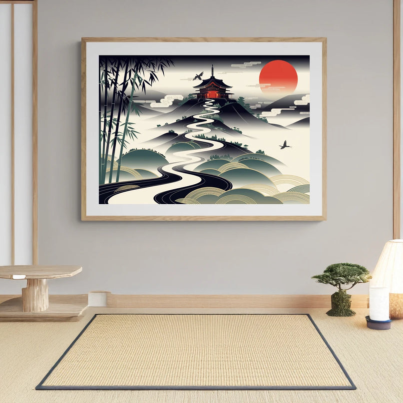 Affiche colline japonaise