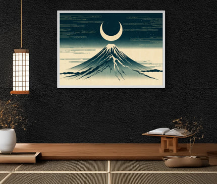 Affiche estampe lune et montagne