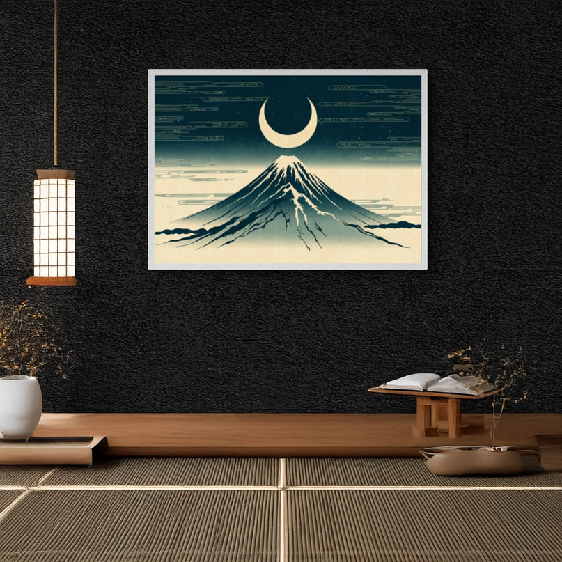 Affiche estampe lune et montagne