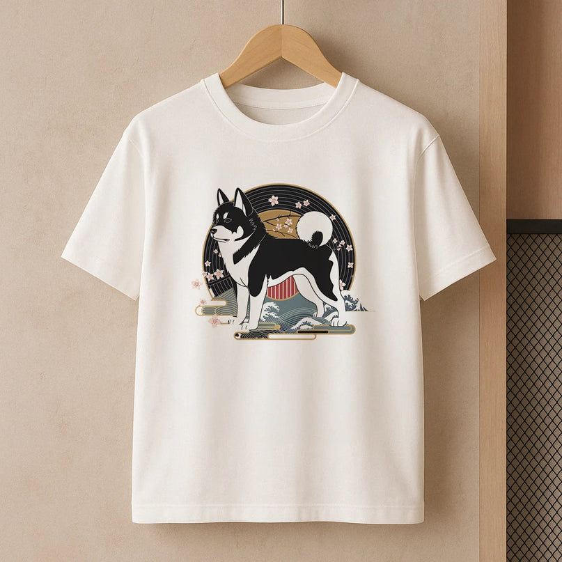 t shirt race de chien akita - FEMME