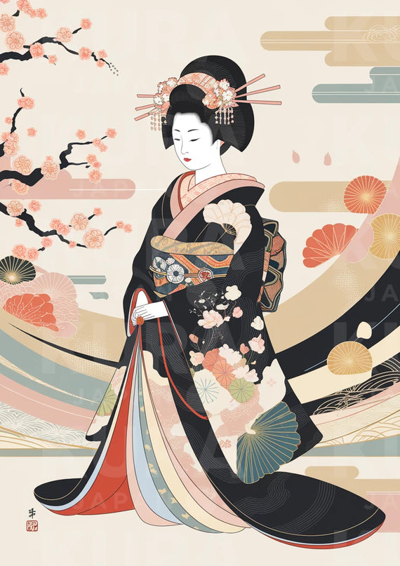 Affiche estampe geisha