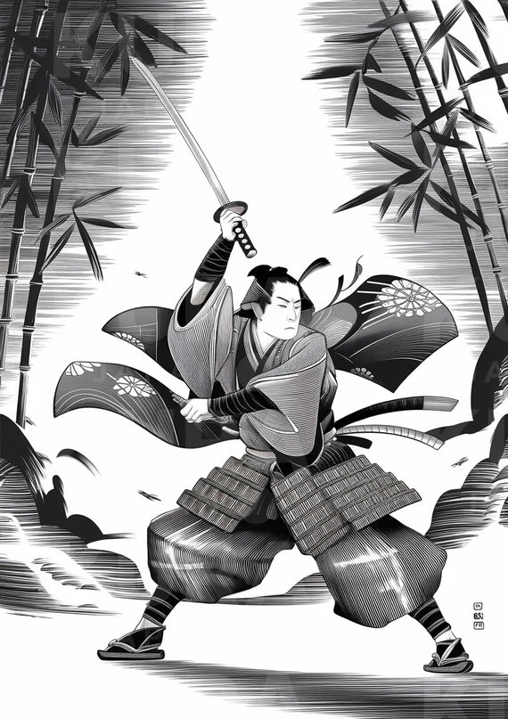 Affiche manga noir et blanc Japon