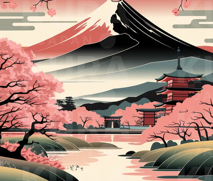 poster paysage japonais minimaliste