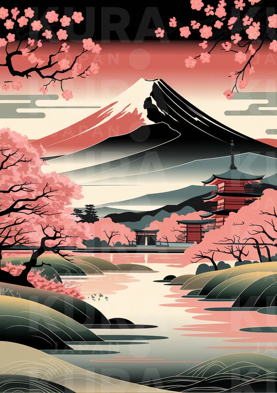 poster paysage japonais minimaliste